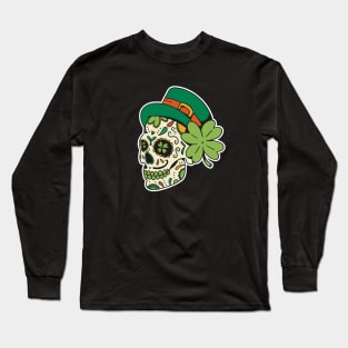 Leprechaun Sugar Skull Long Sleeve T-Shirt